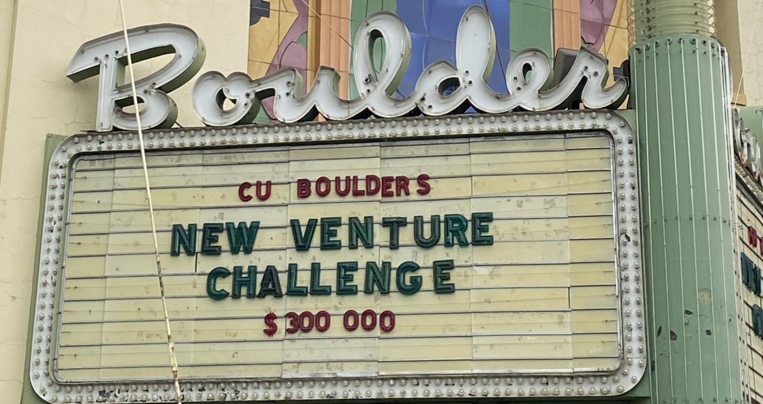 Boulder Theater Marquis promoting the New Venture Challenge