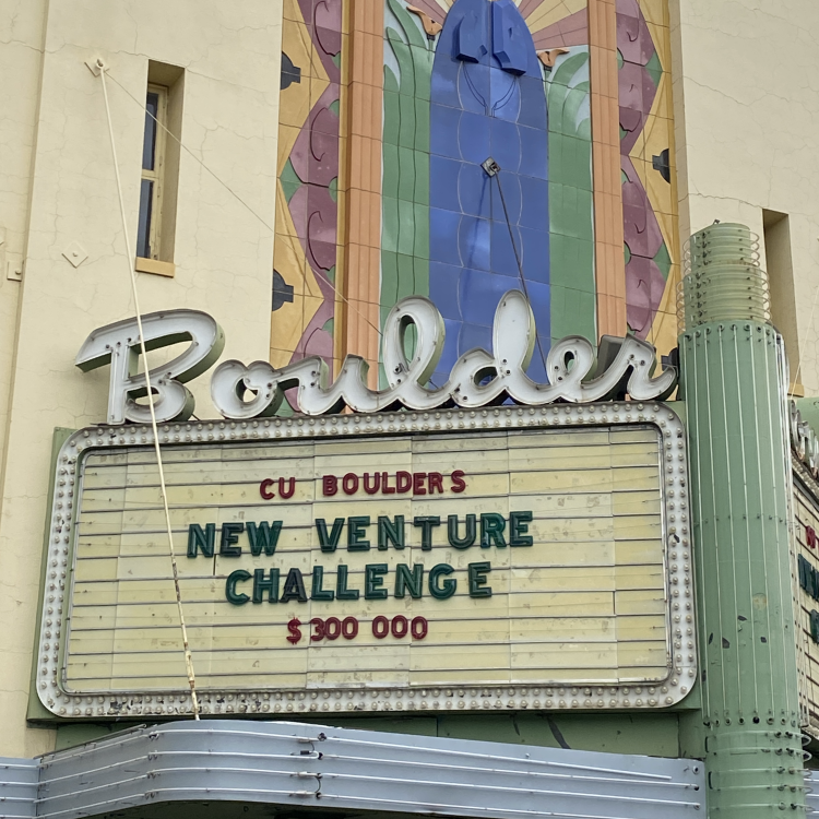 Boulder Theater Marquis promoting the New Venture Challenge