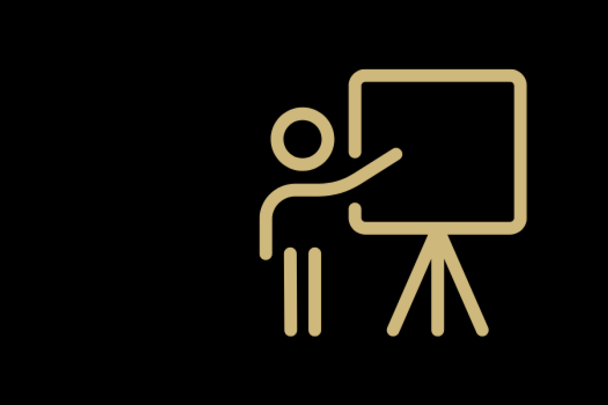 a person pointing to a board icon