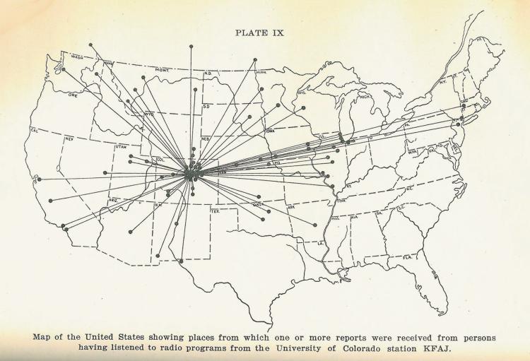 1925 map of places were CU radio broadcasts were heard
