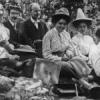 Dr. Francis Ramaley and Dr. Caldwell (right) with a class in the forest near the Mountain Research Station in 1909. Students are wearing formal field dress.