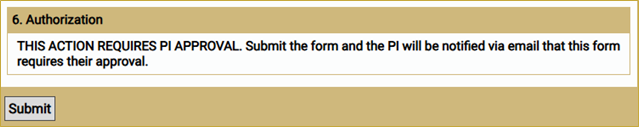 6. Authorization (PI approval needed)