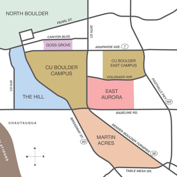 Map of Boulder neighborhoods