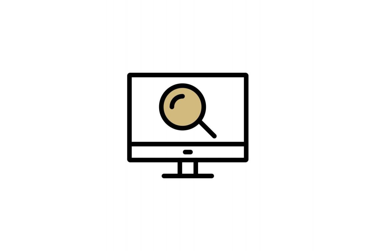 Computer with a magnifying glass