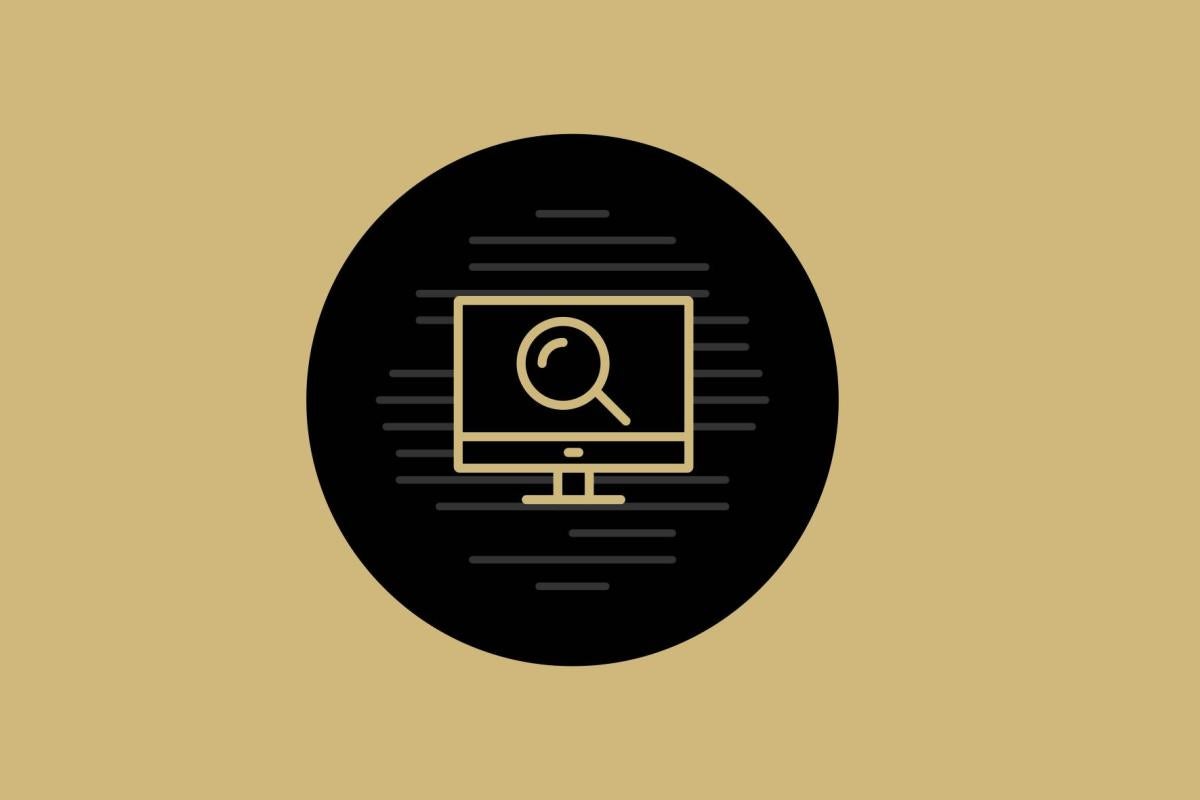 Computer with magnifying glass