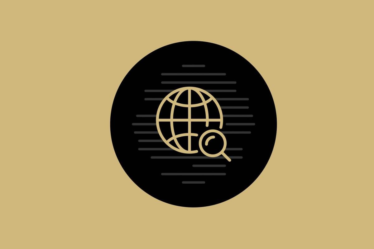 Globe with magnifying glass