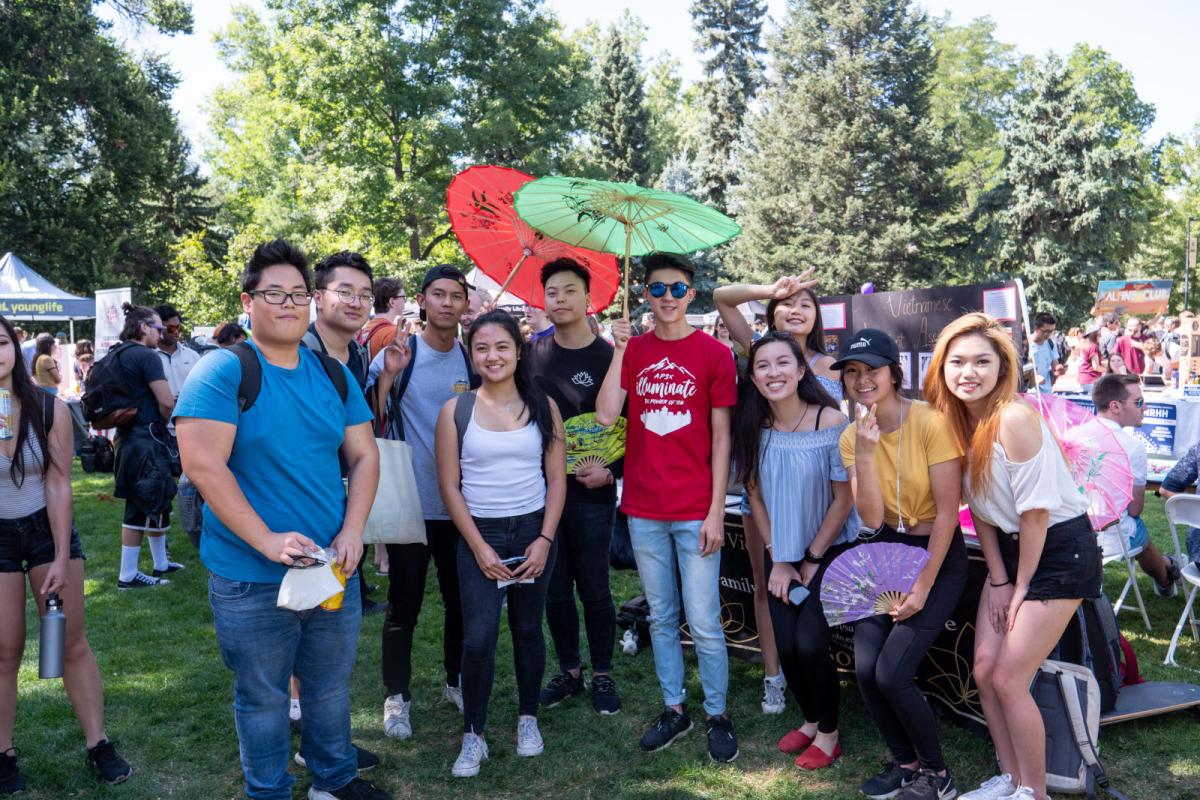 A group of students on campus