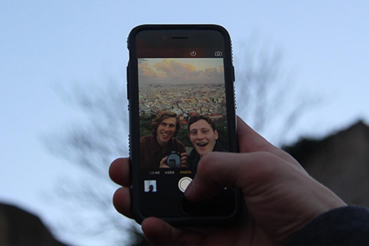 Students taking a selfie in Italy
