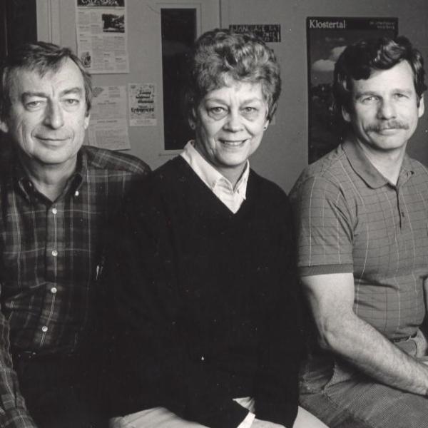 ISSS staff pre-1985, Gene Smith, Audrey McConnell perhaps, Phil DeNeeve