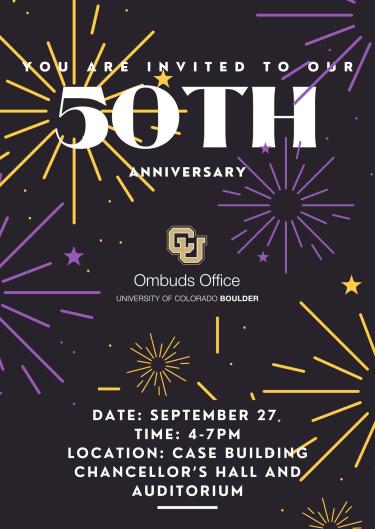Ombuds Office 50th anniversary event information flyer