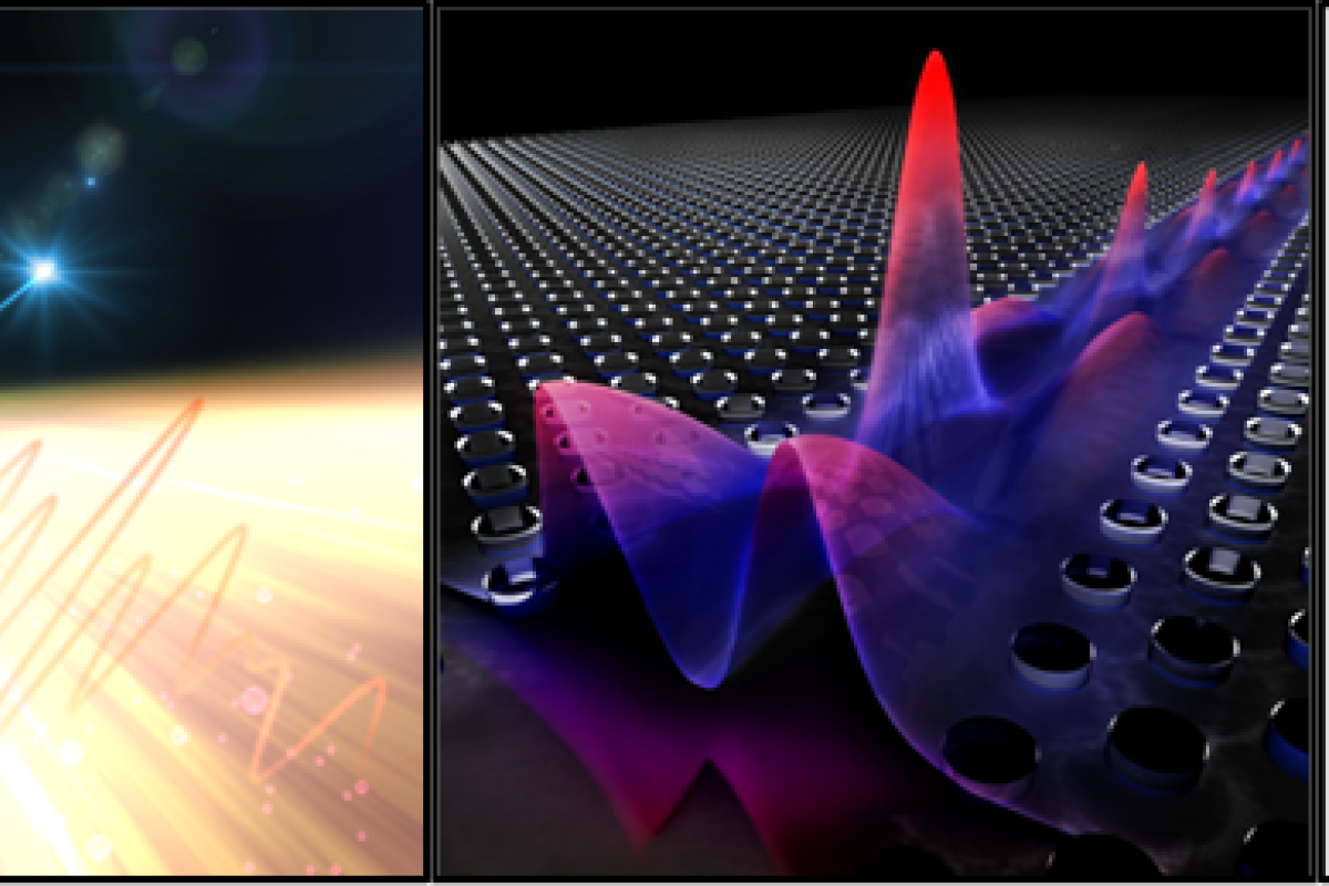 Colorful illustrations of light waves.