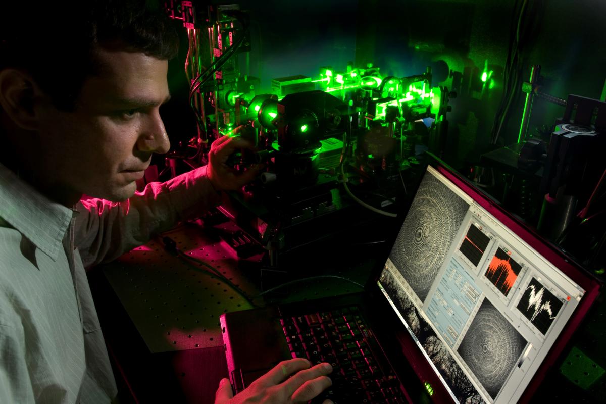 Man working in Wagner Lab