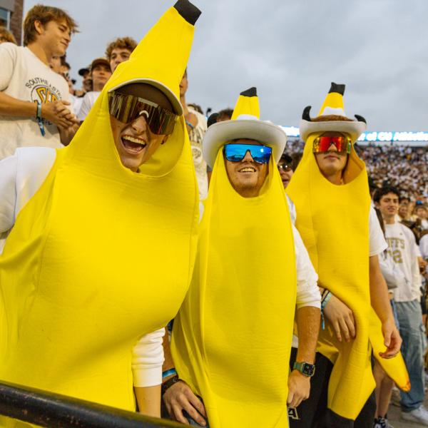 student bananas at football game