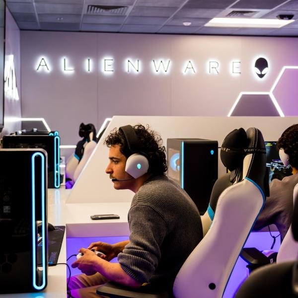 Students in the gaming lounge