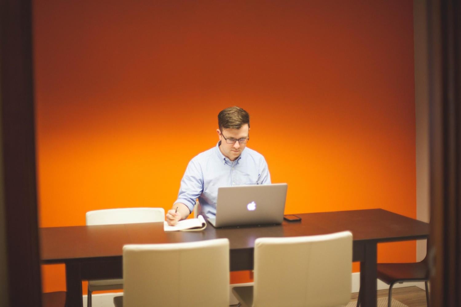man on computer