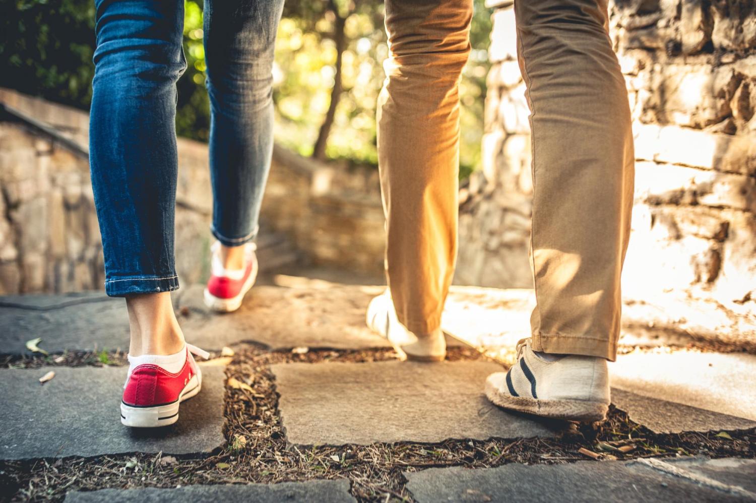 Two people walking