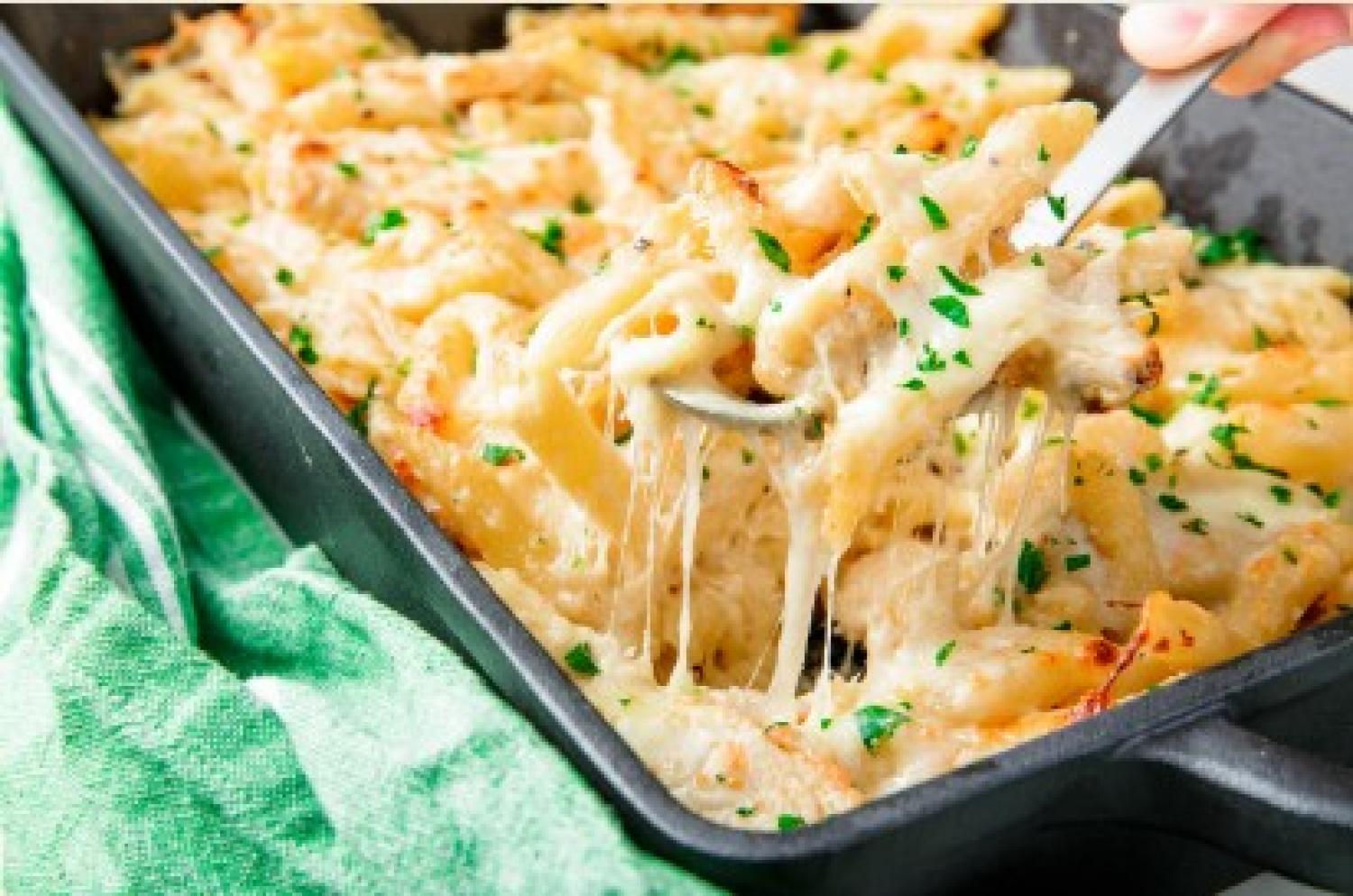 roasted chicken pasta bake