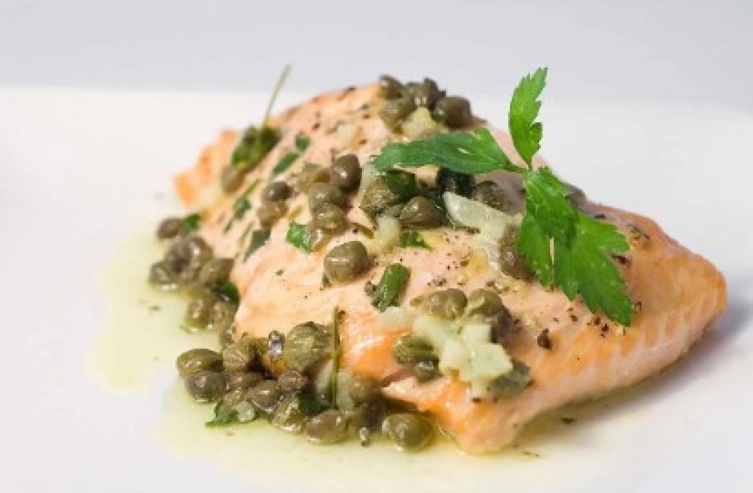salmon and green sauce