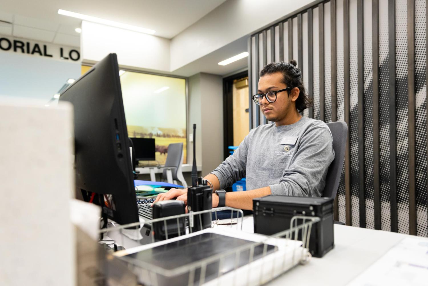 Student working at a desk