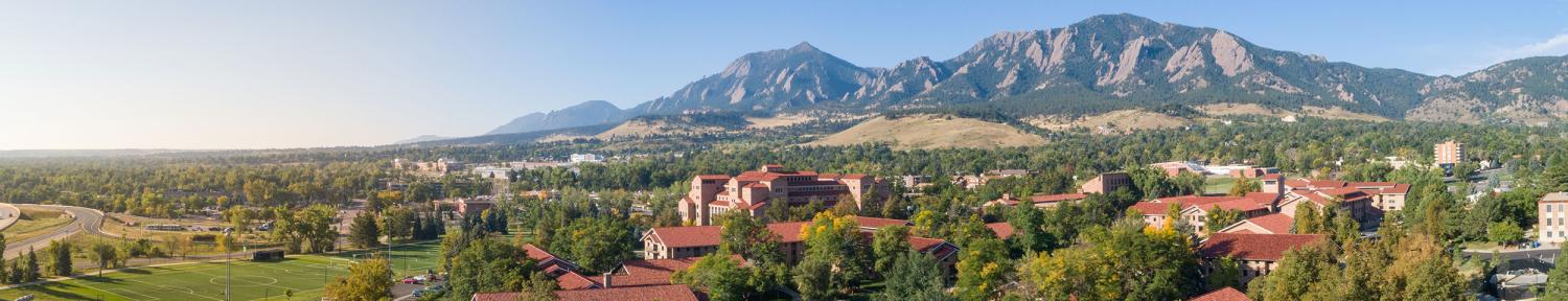 aerial view of Kittredge and Flatirons