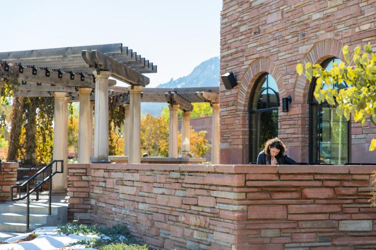 student studying outside C4C