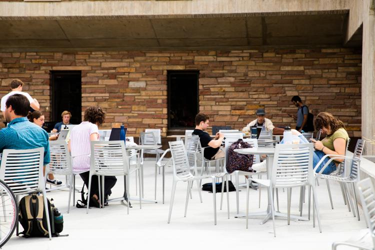 Students studying at tables