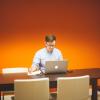 man on computer