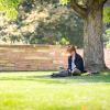student sitting on campus