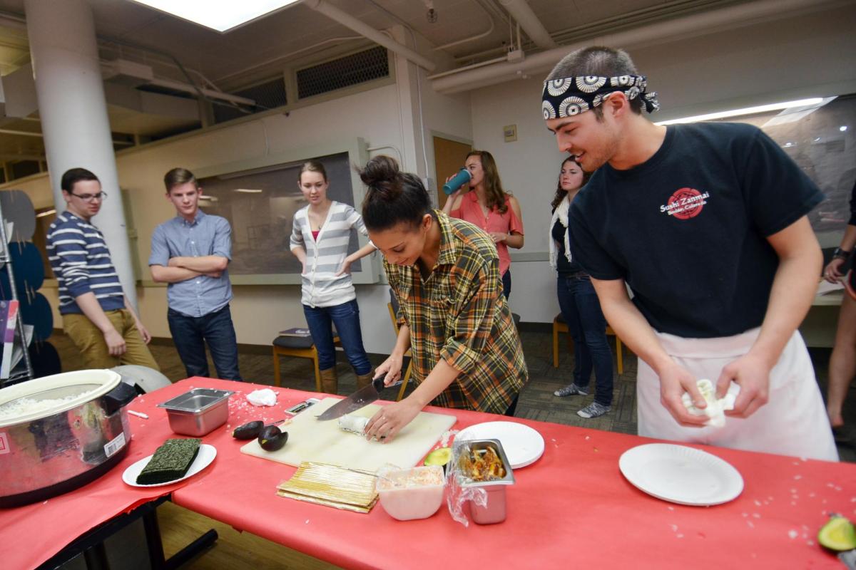 Libby RAP students learning to make sushi.
