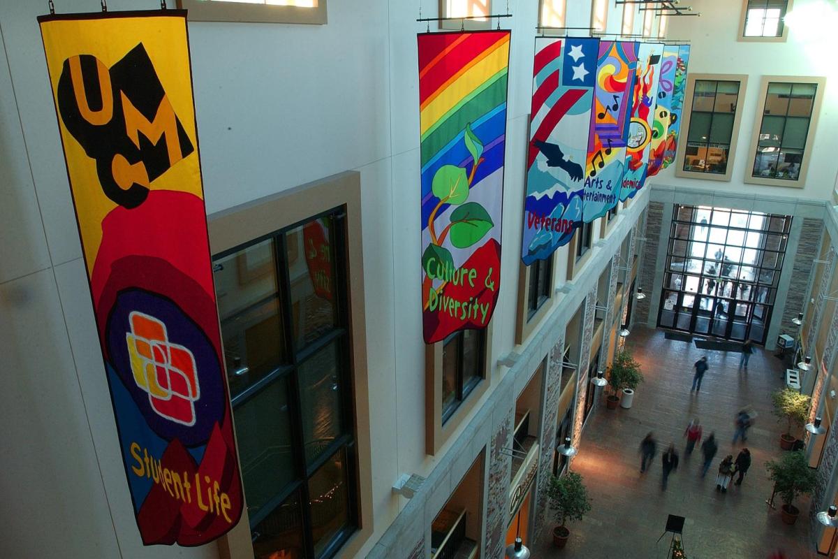 Flags flying in the University Memorial Center