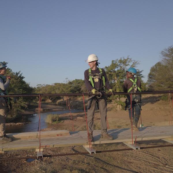 Friendly chatter while working high above the ground