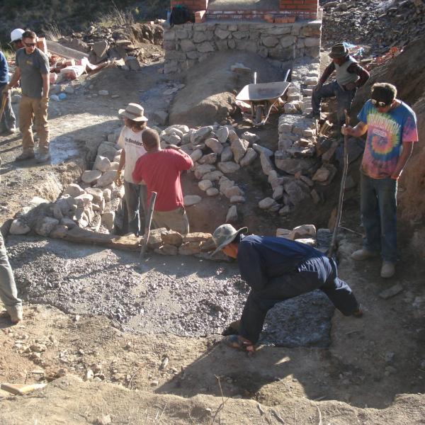 Digging foundation of bridge