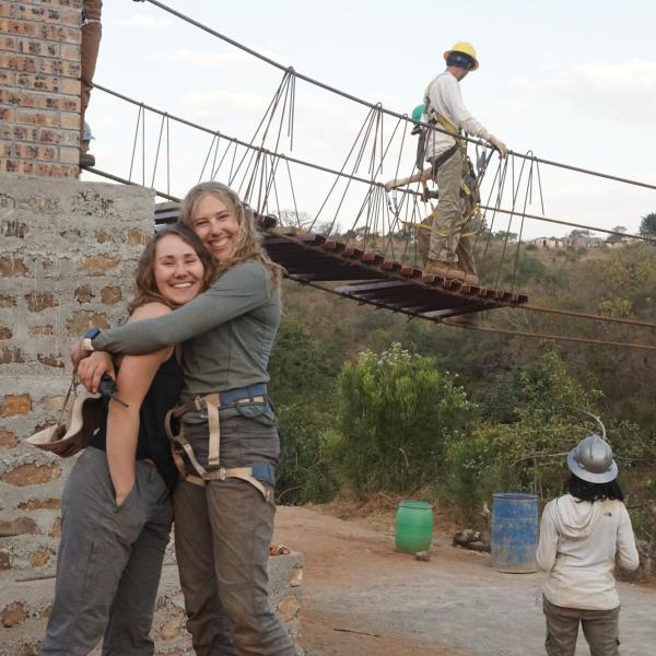 Picture in front of half completed bridge