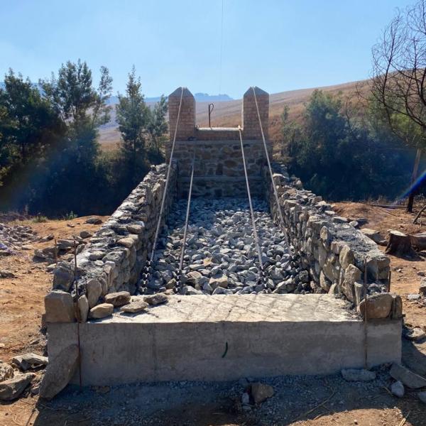 Foundation of one side of bridge