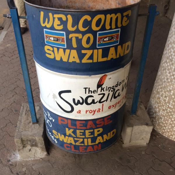 Barrel with Swaziland written on it