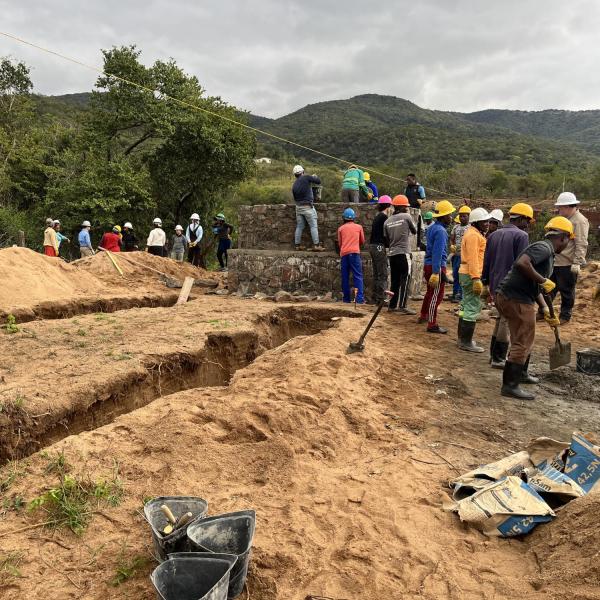 Ramp wall excavations and nearly completed tiers