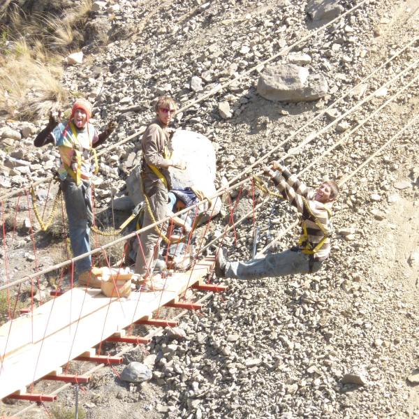 Laying pathway of bridge