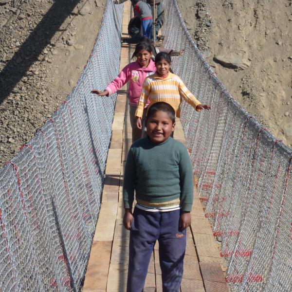 Locals using the bridge