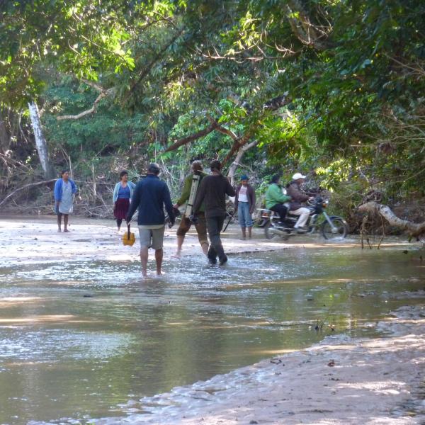Playing in river