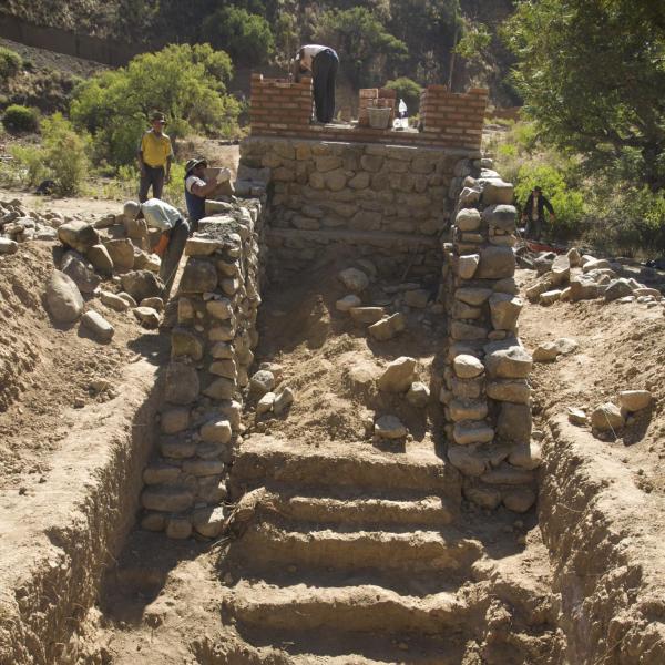 Foundation of one side of bridge