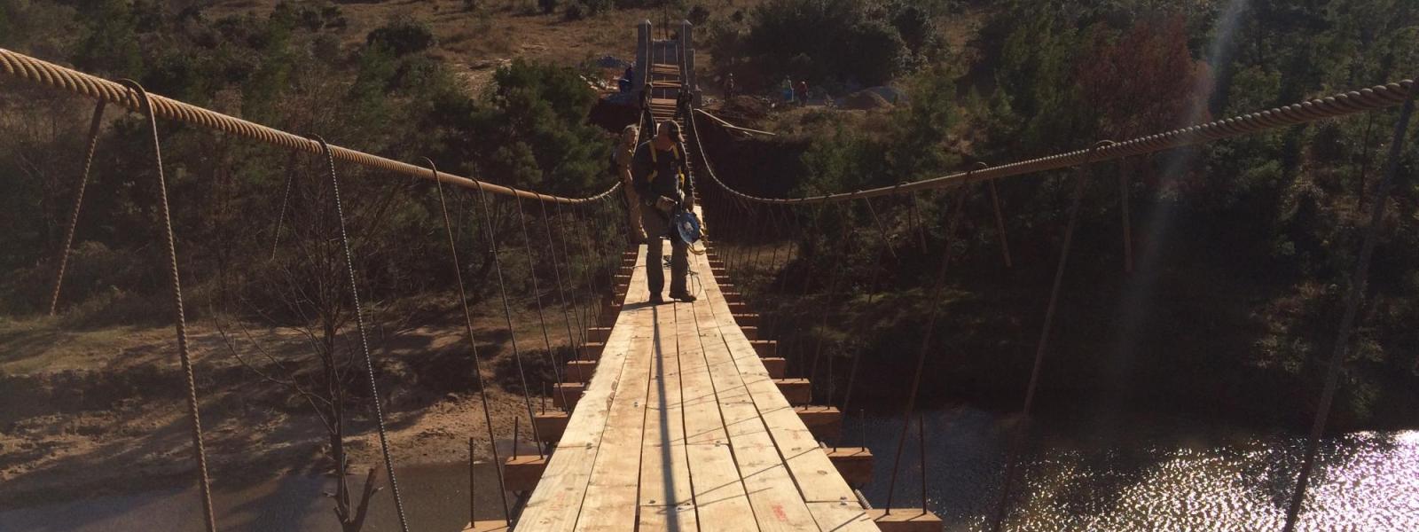2017 bridge - standing on bridge with river below and landscape behind