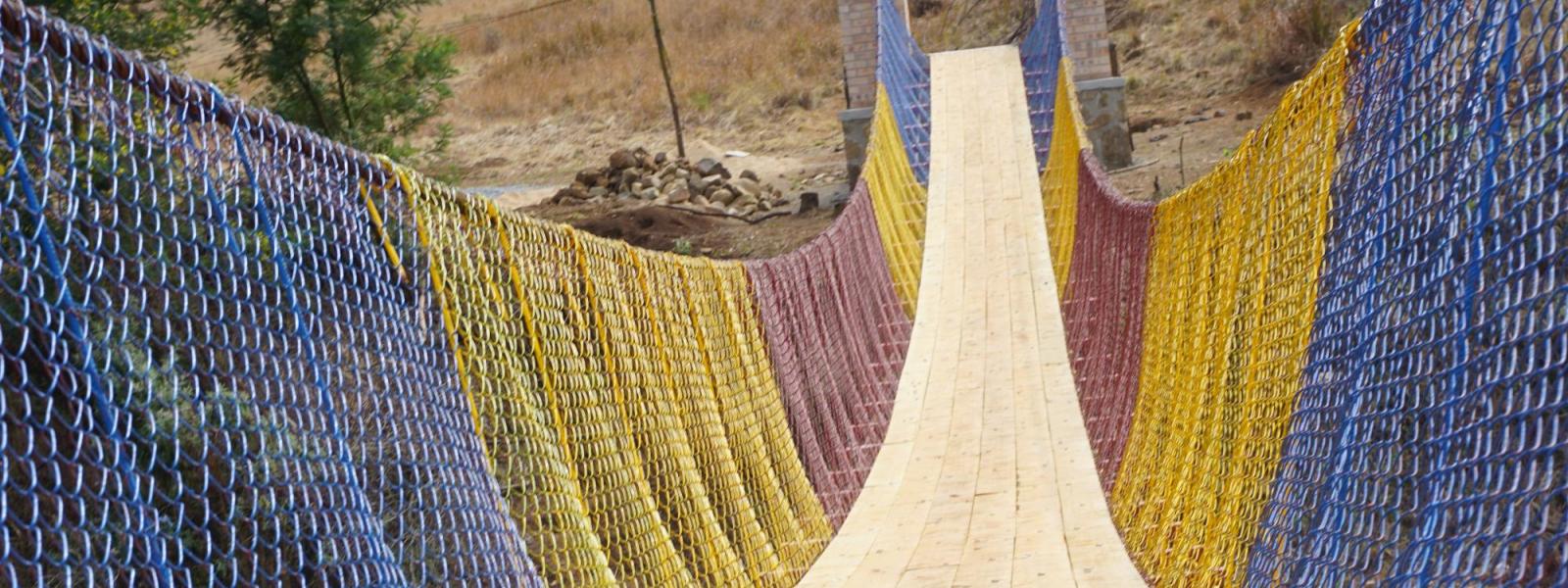 2022 bridge - Brightly colored bridge (red, yellow, blue)