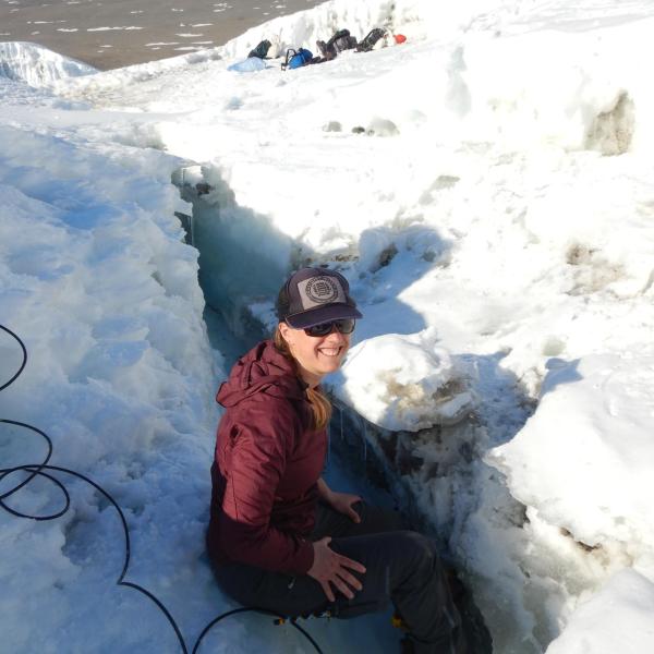 woman conducting science on the ice