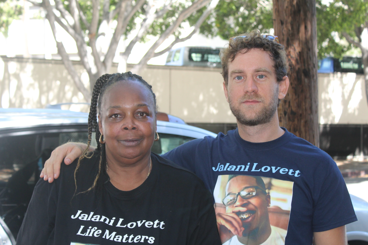 Shapiro and a woman wear shirts that read "Jalani Lovett Life Matters"