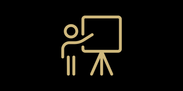 a person pointing to a board icon