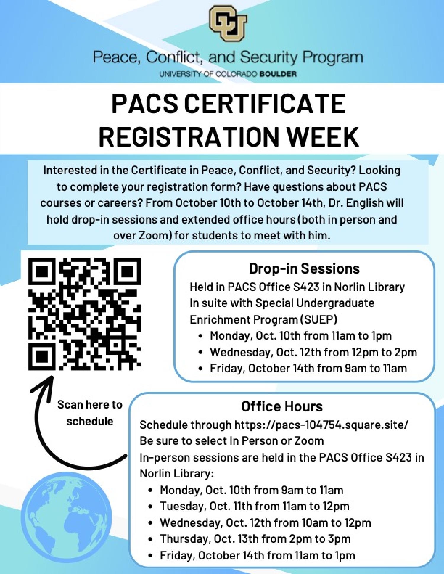 Flyer for certificate registration week