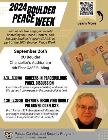 flyer for 2024 boulder peace week events hosted by PACS, content is in article.