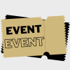 graphic with gold and black ticket shapes with the words Event on them.