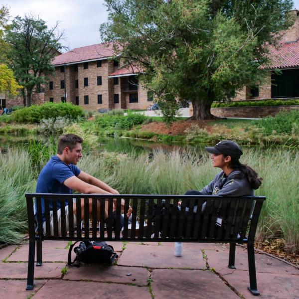 two students talking