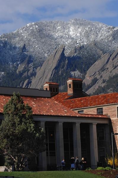 View of Flatiron Mountains from campus